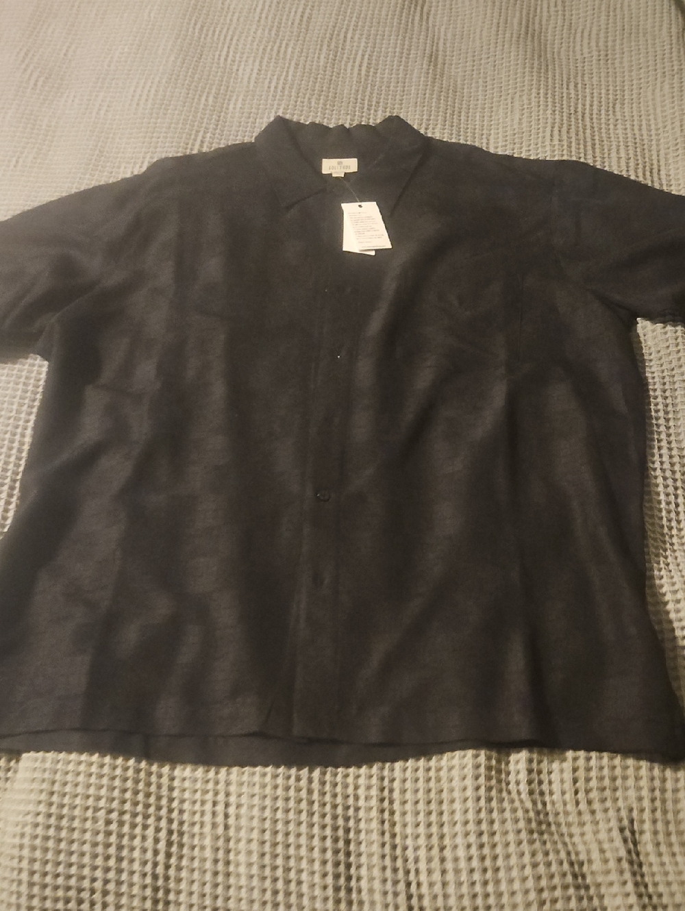 Men's Black Casual Button-Down Shirt